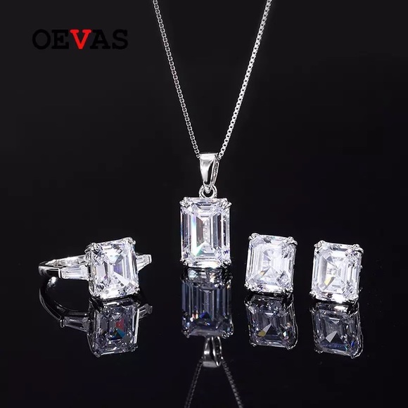 5.39Ct GUMBO Emerald Cut Square Rectangular Simulated Diamond Earrings Studs - Picture 16 of 16